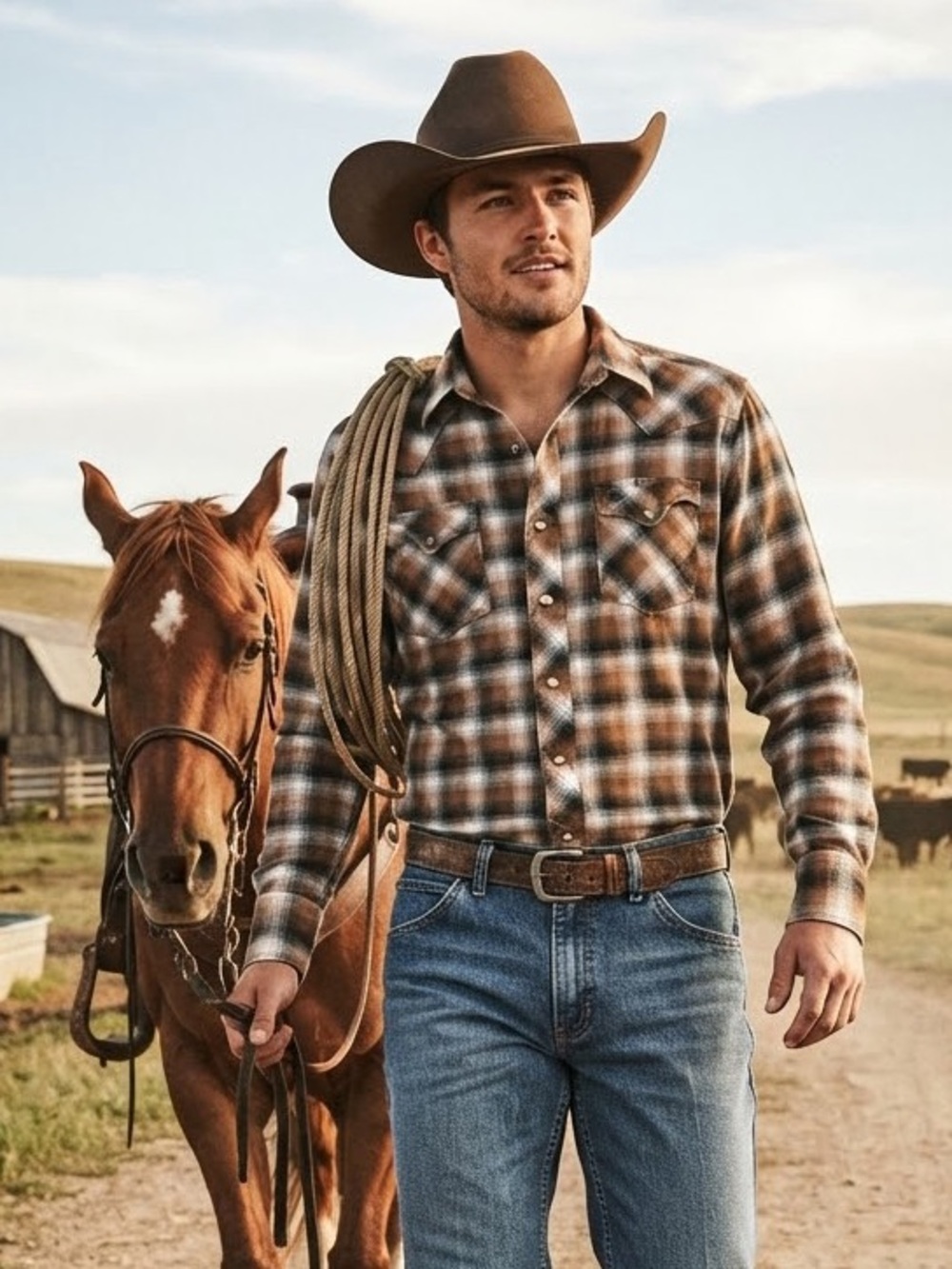 WRANGLER RETRO MEN'S PLAID PRINT LONG SLEEVE SNAP WESTERN SHIRT M Texas rodeo